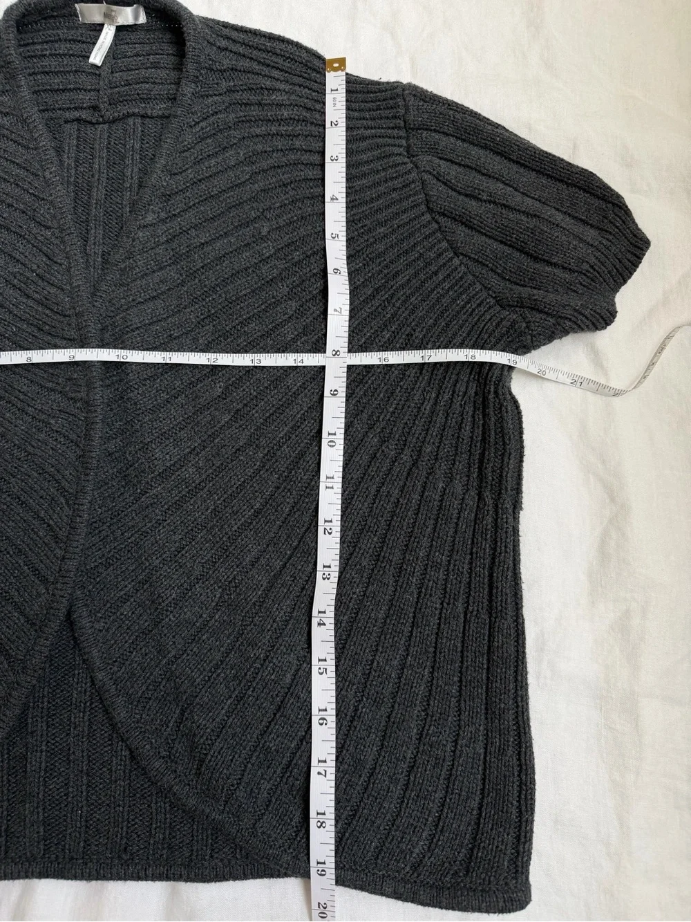 Metro 7 Charcoal Gray Ribbed Short-Sleeve Cardigan